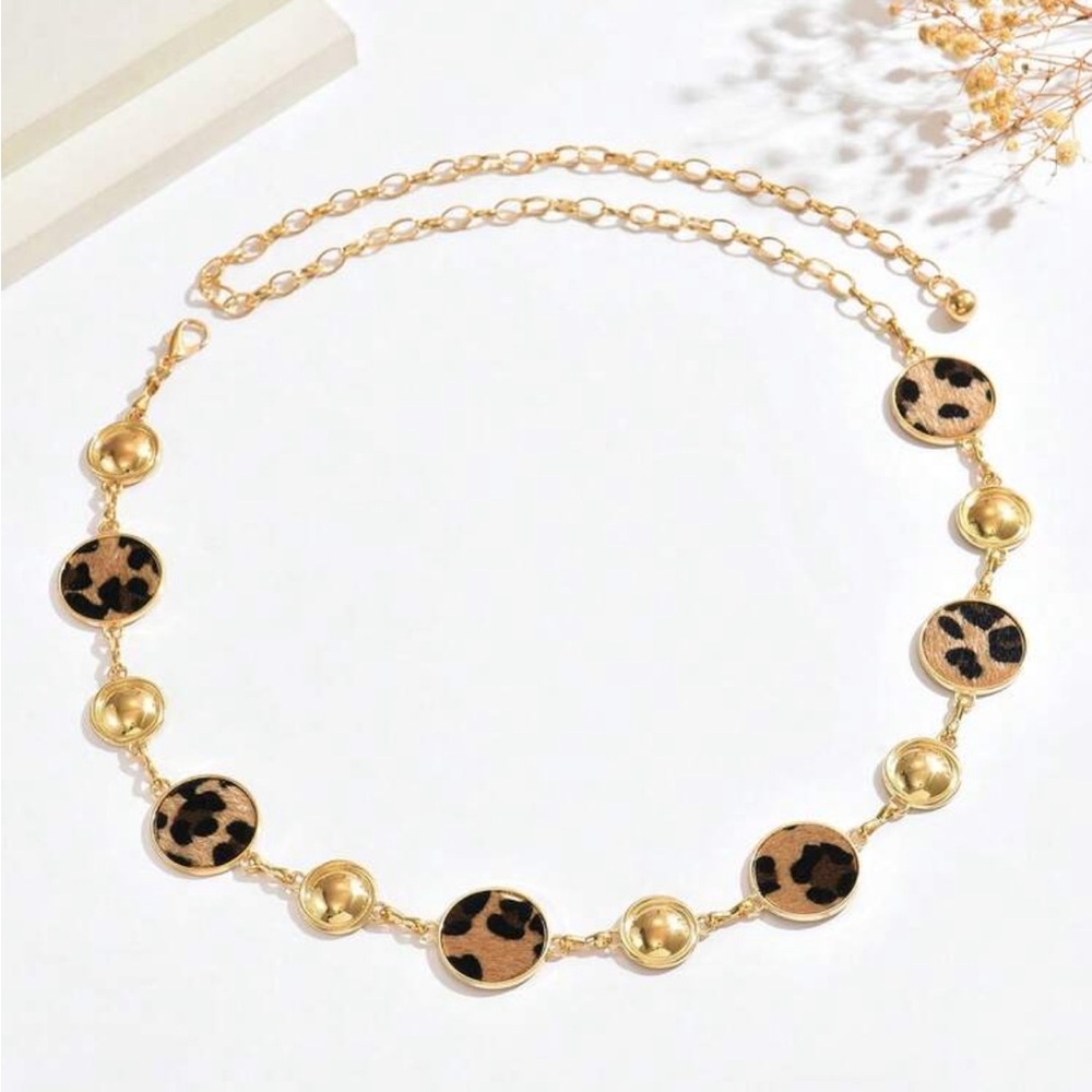 Gold Leopard Print Chain Waist Belt NEW đˇď¸ - Picture 5 of 5